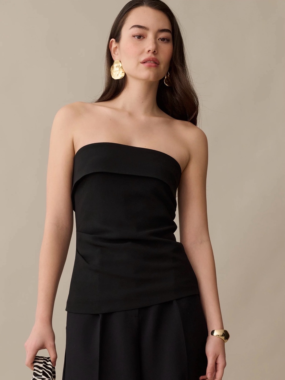 Caara Clover Strapless Black Women's Dress Top